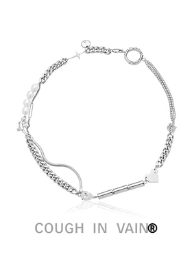 COUGH IN VAIN 多元素拼接珍珠粗链925银项链