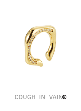COUGH IN VAIN 不规则线条边缘镶钻925银耳夹
