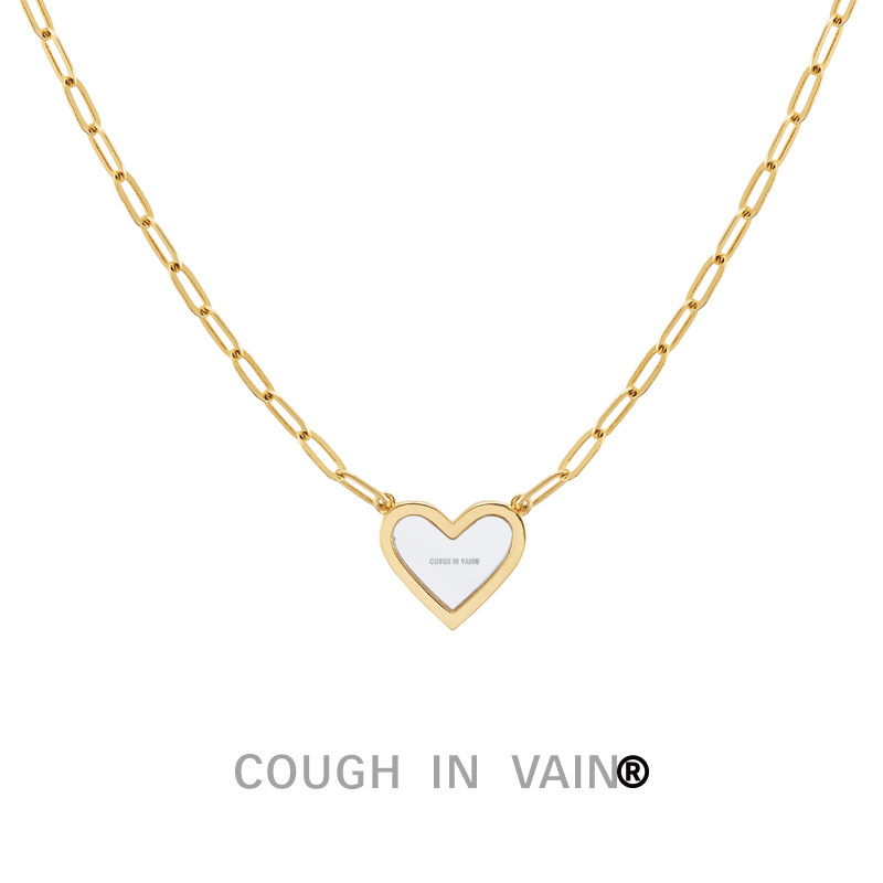 COUGH IN VAIN 心形镜面链条项链轻奢情侣锁骨链饰品高级感项圈