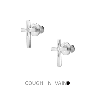 十字蛇纹刻印925银简约基础耳钉 VAIN COUGH