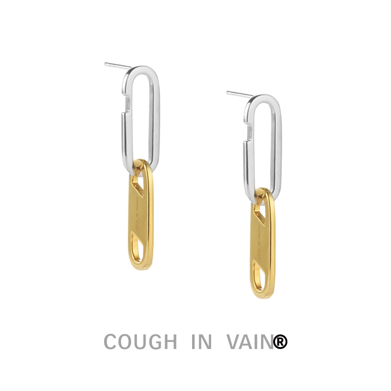 coughinvain刻印连接银耳环