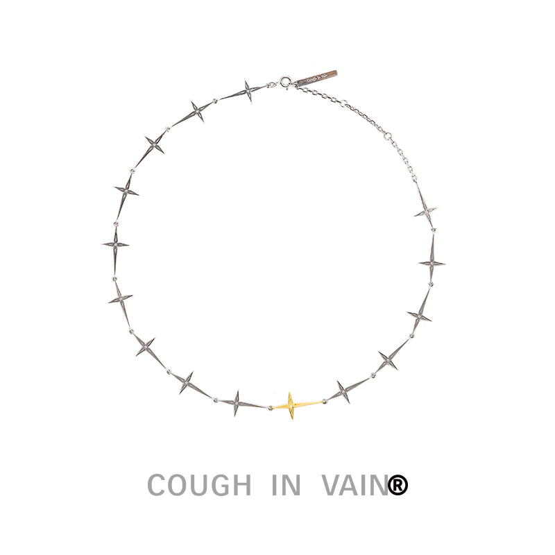 coughinvain十字指针银项链