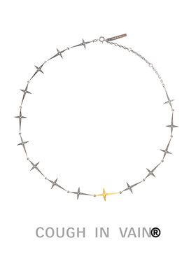 COUGH IN VAIN 十字指针金银拼接925银项链锁骨链