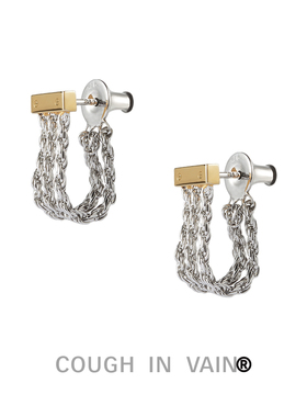 COUGH IN VAIN 金银拼色链条拼接925银耳环简约