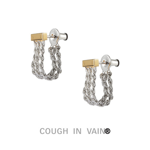 COUGH IN VAIN 金银拼色链条拼接925银耳环简约
