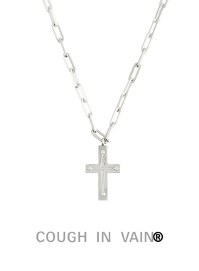 COUGH IN VAIN 双十字珍珠宝石925银吊坠项链