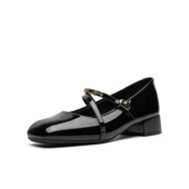 2025秋季 女鞋 新款 商场同款 中跟粗跟法式 玛丽珍鞋 红色单鞋 F2052CQ5