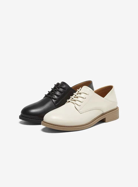 商场同款2025春季新款黑色牛津鞋皮鞋女鞋一脚蹬羊皮皮鞋WWE57AM5