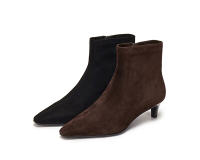 商场同款2025新气质通勤复古短靴时装靴细跟黑色靴子女靴H2668DD5