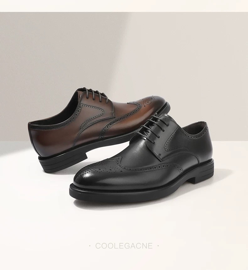 商场同款男鞋商务正装鞋新郎结婚鞋真牛皮布洛克皮鞋男7TN01AM3