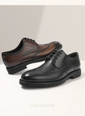 商场同款男鞋商务正装鞋新郎结婚鞋真牛皮布洛克皮鞋男7TN01AM3