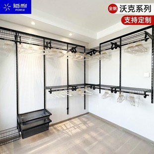 铂耐金属衣柜黑色框架五金配件开放式 衣帽间定制简易自制钢架组装