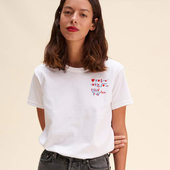 T恤上衣 刺绣宽松短袖 2021年夏天法式 小众纯棉复古风可爱心方程式