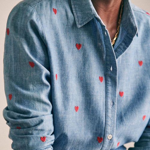牛仔小清新桃心爱心直筒气质衬衫