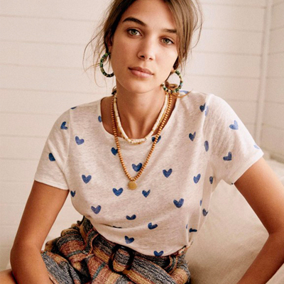 纯棉圆领宽松简约短袖T恤女上衣