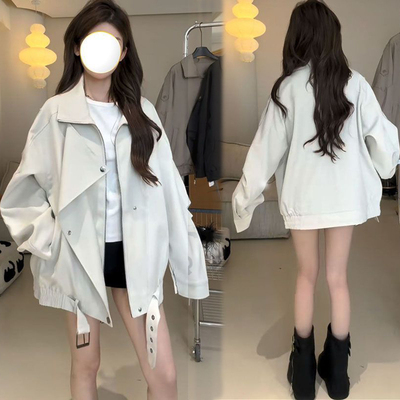 原创美式复古西装风衣外套女学生韩版宽松秋季新款机车夹克上衣潮