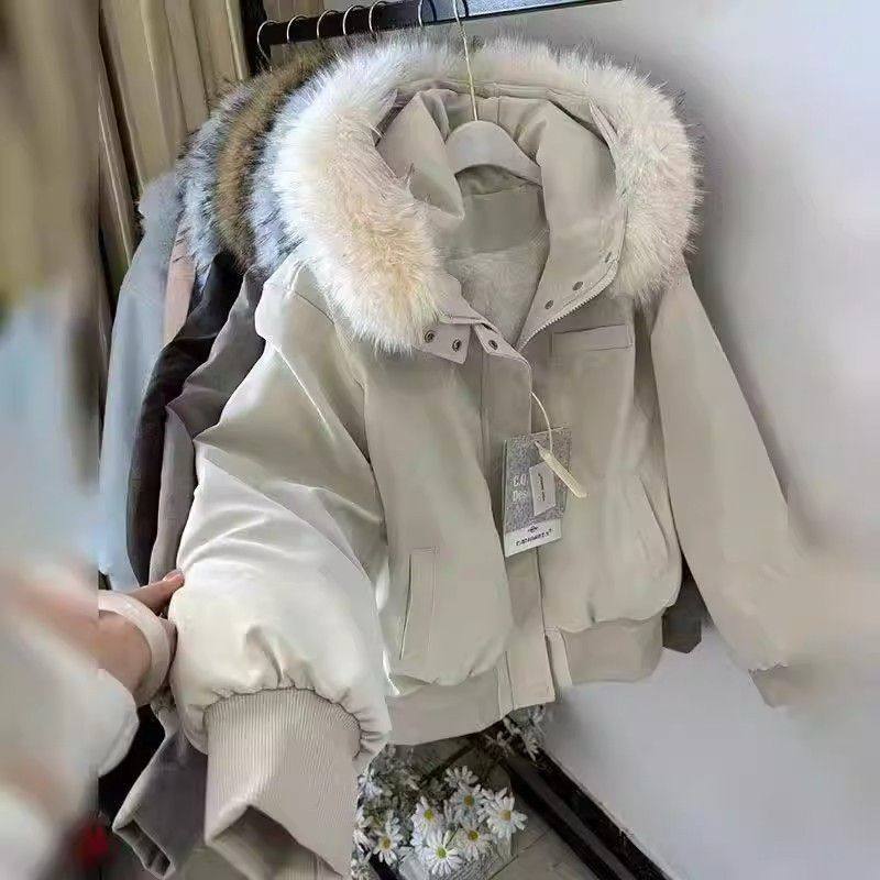 冬季美式复古收腰加绒皮夹克外套女短款宽松休闲百搭网红棉衣棉袄,女装/女士精品,短外套,淘宝优惠券,粉丝福利购,淘宝优惠卷