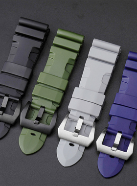 防水闪电硅胶表带适配沛纳海PAM441/111 24 26MM运动橡胶表链男