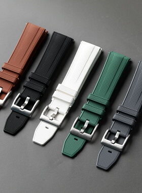 高密度氟橡胶表带20MM 22MM适配华为GT5 4蓝绿灰柔软防尘防水表带