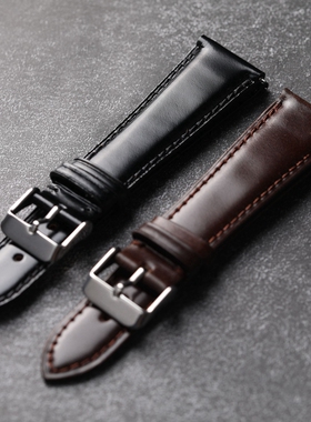 手工高端黑棕马臀皮表带短款细手腕18 19 20 21 22MM快拆真皮表链