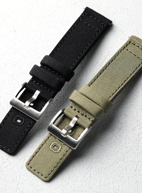 高端帆布耐磨表带20MM 22MM绿黑快拆表链适配华为GT5 por WATCH