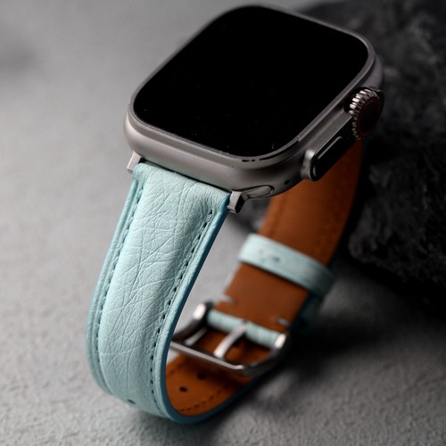 手工鸵鸟皮表带适配苹果手表