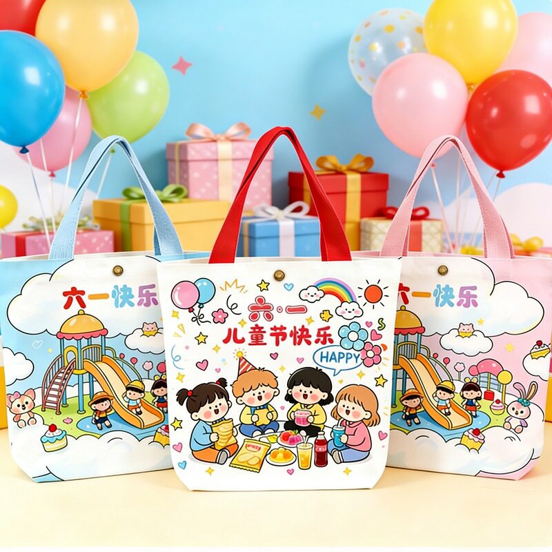 六一儿童节礼物幼儿园生日礼品袋小学零食满月帆布手提伴手礼袋子