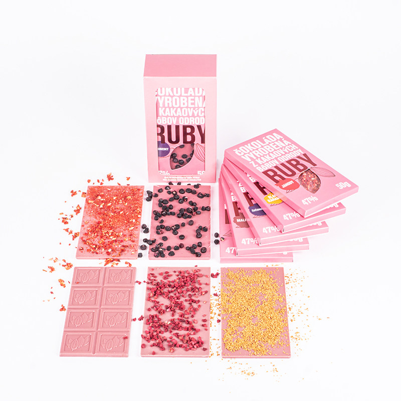 斯洛伐克LYRA RUBY红宝石草莓味/原味47%可可牛奶巧克力50克