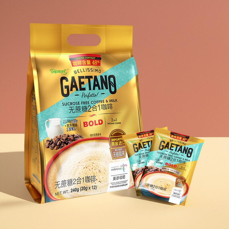 印尼啪啪通咖丹诺无蔗糖添加2合1风味速溶咖啡饮料袋装240克