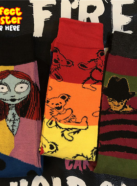 圣诞夜惊魂莎莉卡通中筒袜滑板袜潮袜