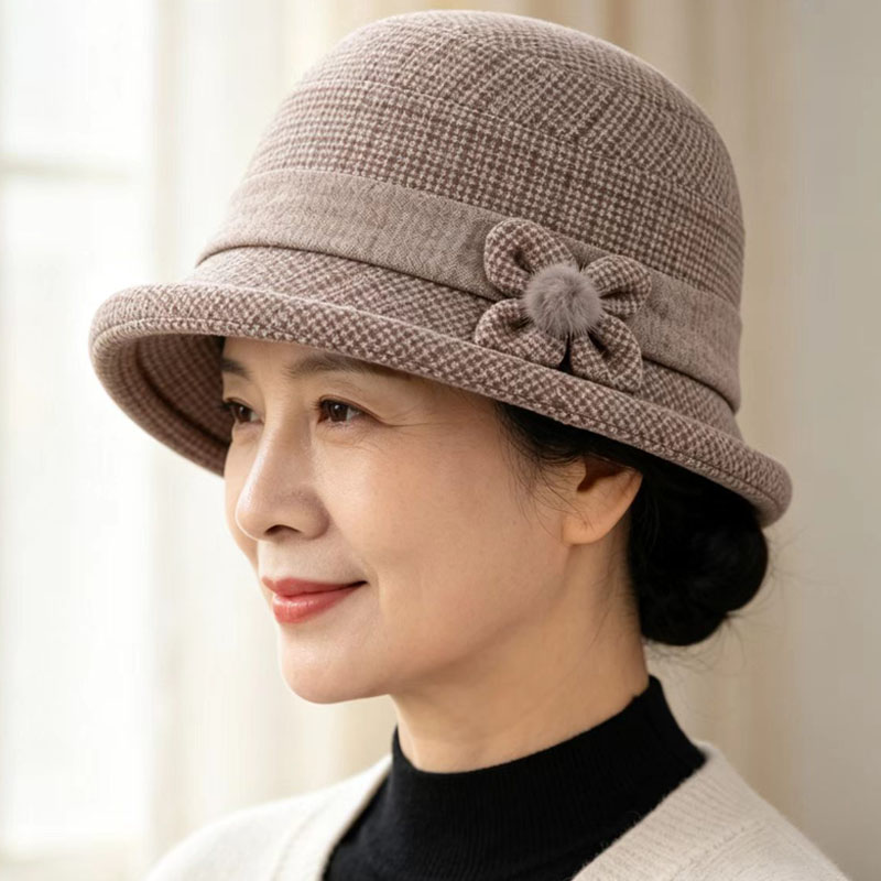 中老年人帽子女秋冬季妈妈渔夫帽老人奶奶加绒保暖休闲盆帽老太太