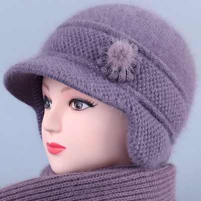 鸭舌帽户外优雅女秋冬平檐防寒帽