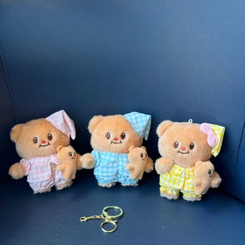 新款可爱睡衣晚安黄油小熊毛绒公仔挂件钥匙扣书包包挂饰礼物