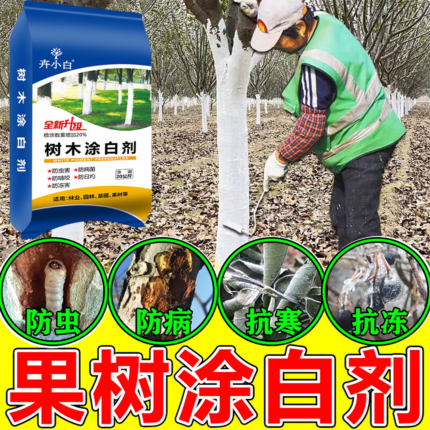 树木涂白剂树干刷白果树防虫杀菌防冻保暖防日灼防啃食代替生石灰