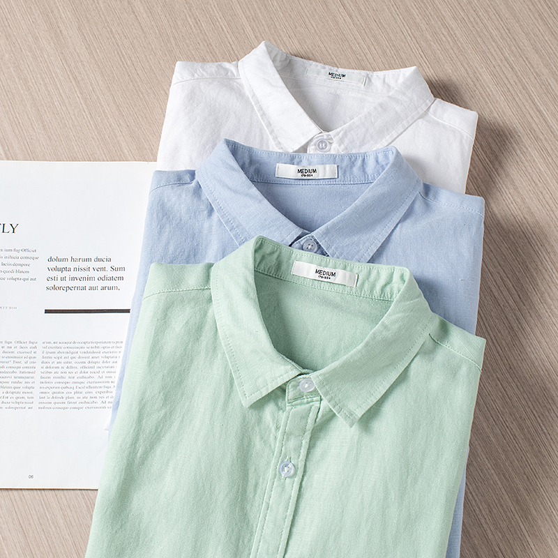 亚麻衬衫男长袖棉麻衬衣潮流百搭