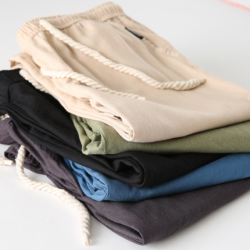 中国风春夏季薄款亚麻裤男大码宽松棉麻裤直筒R休闲麻布料长裤子