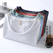 日系复古简约百搭竹节棉T恤内搭小衫 夏季 男短袖 V领打底衫 潮 薄款