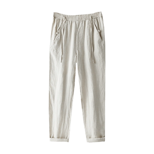中国风盘扣亚麻裤男宽松大码夏季薄款棉麻裤子禅意纯麻料休闲长裤