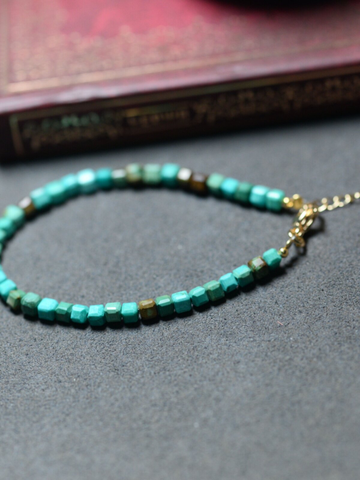 청록색 팔찌 싱글 서클 여성용 슈가 큐브 스퀘어 팔찌 아주 미세 조절 가능한 길이 연장 체인 WEN TIDE