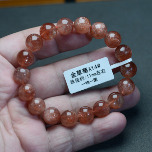 天然金太阳单圈手链金草莓日光石冰种草莓晶手串一物一图饰品礼物