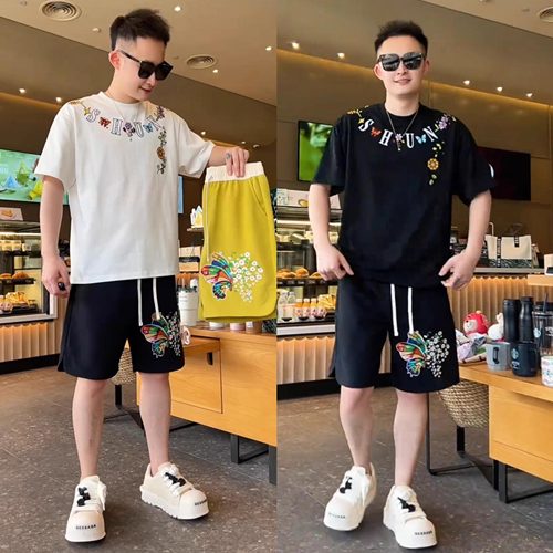 高级感痞帅刺绣休闲百搭情侣套装