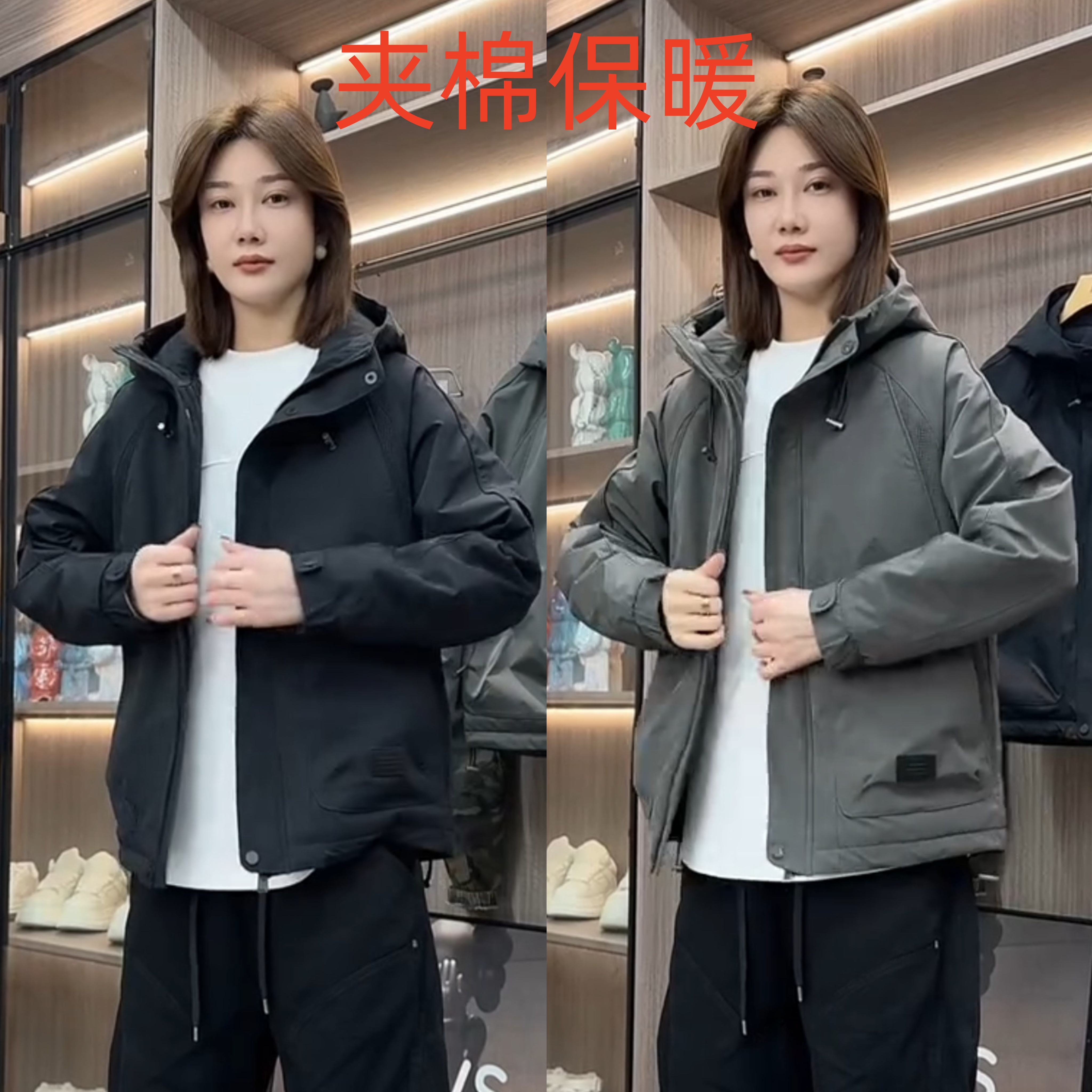 潮牌工装连帽棉服夹克外套