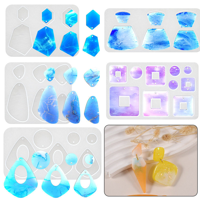 diy水晶滴胶镜面星星月亮猫爪水滴方形吊坠饰品硅胶模具