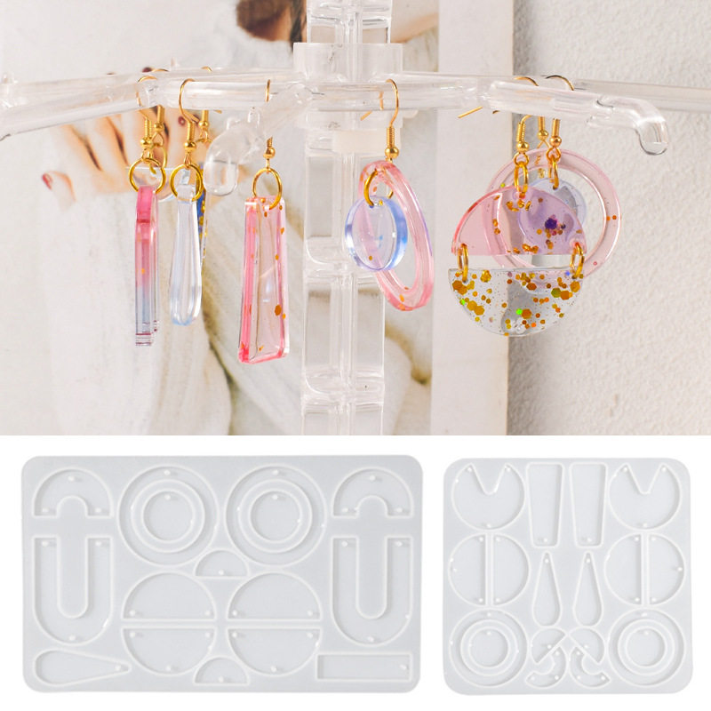 DIY滴胶树脂镜面几何异性耳环吊坠模具U形水滴挂饰硅胶模具