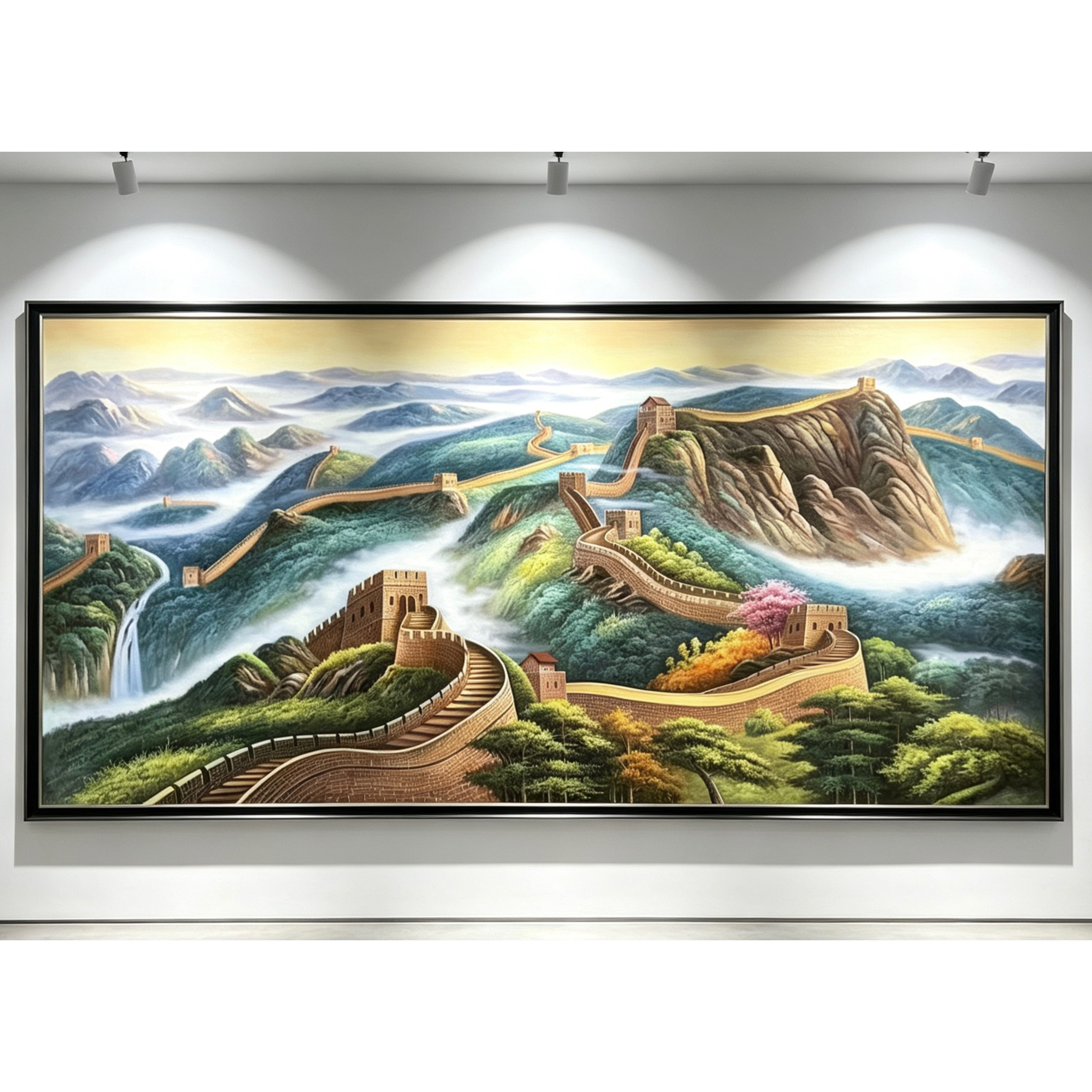 中式万里长城大会堂同款纯手绘油油画