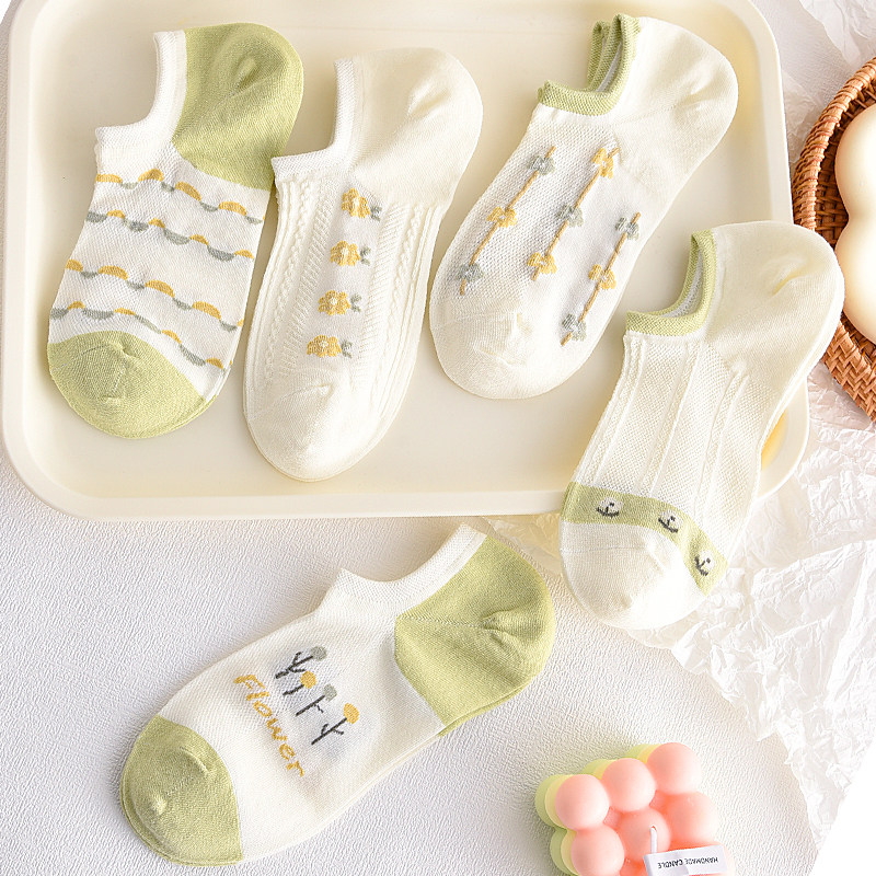 纯棉森系袜子女浅口短袜夏季薄款日系清新ins潮绿色低帮网眼船袜,女士内衣/男士内衣/家居服,船袜,淘宝优惠券,粉丝福利购,淘宝优惠卷