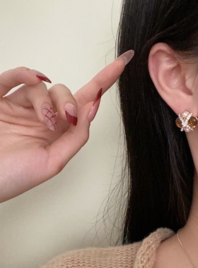 新中式轻奢感镶钻耳环复古美拉德虎眼石珍珠项链小众设计首饰