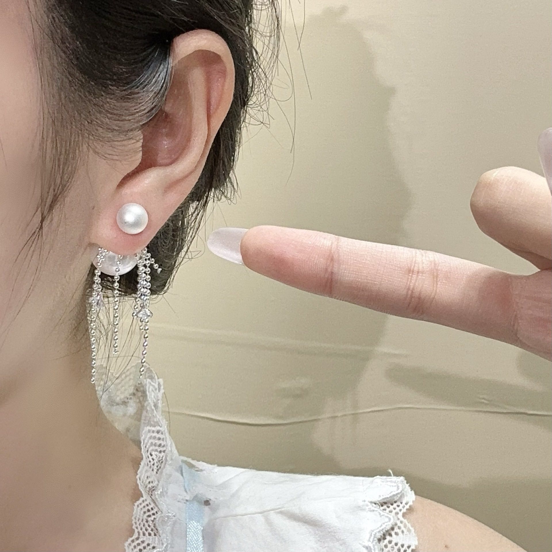 超闪锆石珍珠流苏一款多戴耳环女优雅气质耳坠时尚轻奢感耳饰