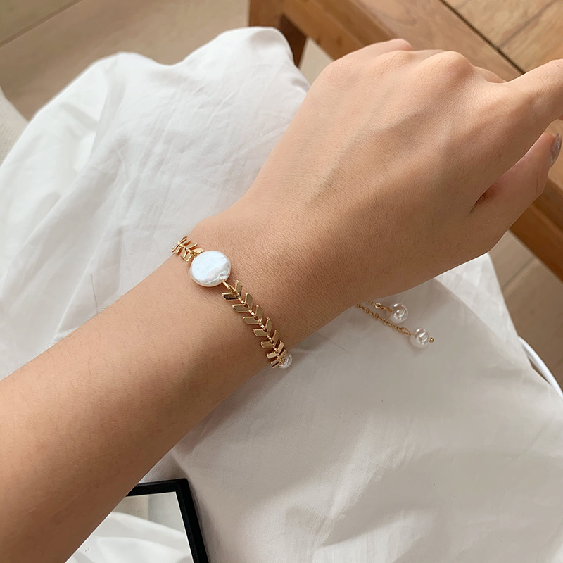 小清新长款简约麦穗珍珠流苏首饰套装女 耳环项链手链组合