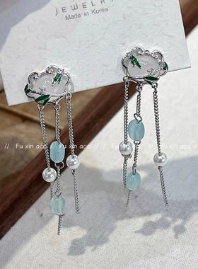 FX平安锁短款项链甜美气质珍珠流苏耳环小众精美个性百搭配饰国风